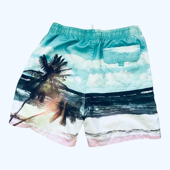 B.Split Swim Trunks Men L multicolored tropical beach print lined elastic waist - Picture 4 of 13